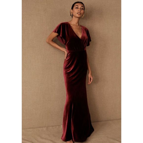 New BHLDN x Jenny Yoo Ellis Velvet Open Back Dress sz 12 - Picture 1 of 10